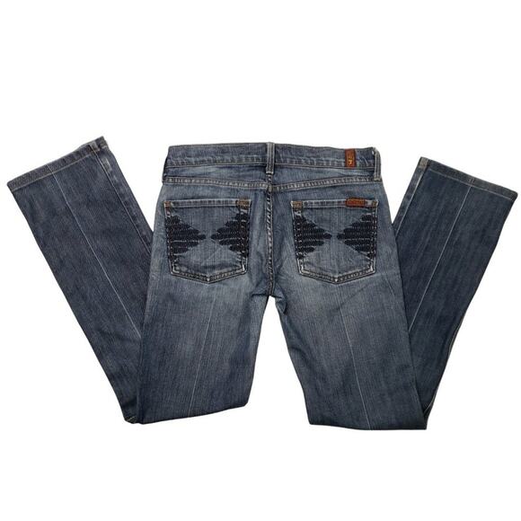 7FAMK Colette Medium Wash Embroidered Jeans Size 27 30 x 30 - Picture 3 of 6